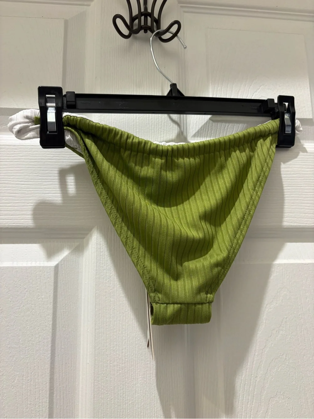 NWT Aqua Swim Ribbed Bikini Bottom Greek Olive Size S High Cut Cheeky Retail $48